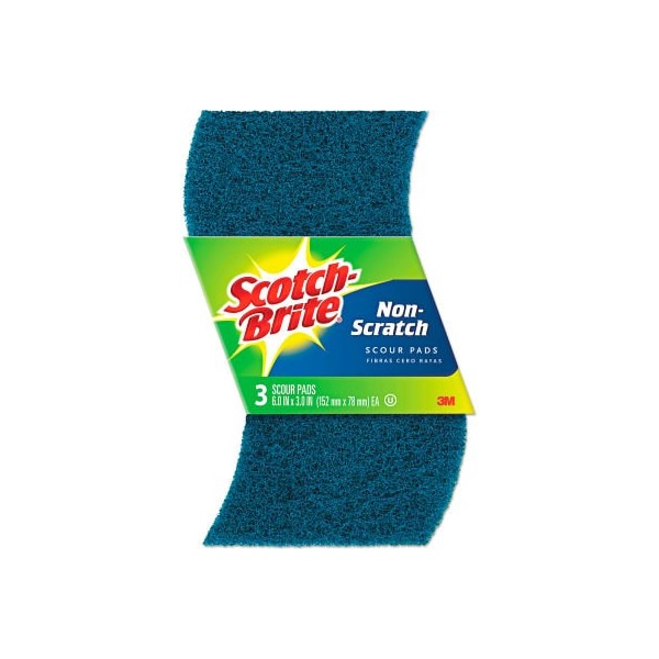 3M Scotch-Brite Non-Scratch Scour Pads, Size 3 X 6, Blue, 10/Carton 62310 - main